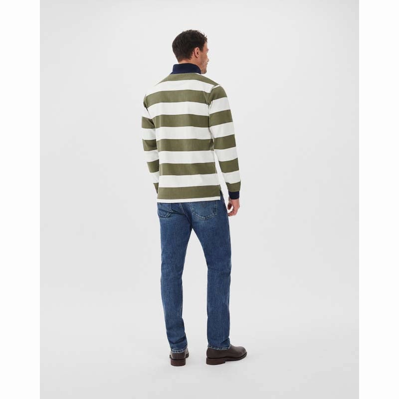 R.M.Williams Camden Rugby Mens Jersey - Olive/White Last Chance Offer Best Deal Online