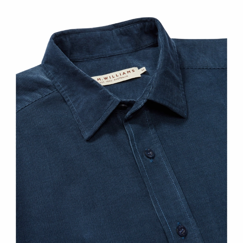 R.M.Williams Classic Mens Shirt - Blue Corduroy Mega Discount Event