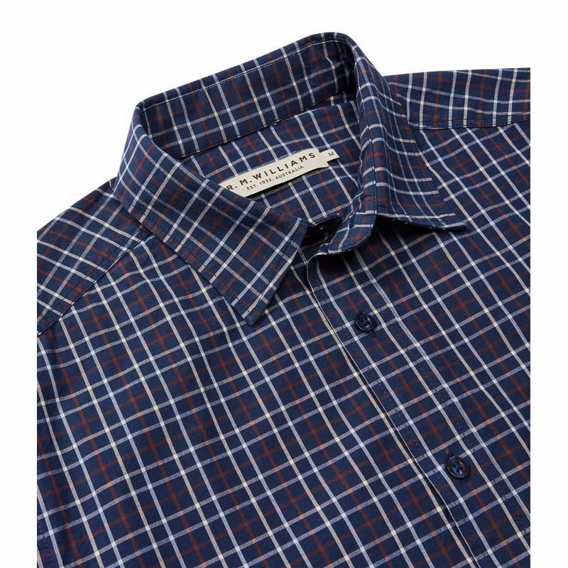 R.M.Williams Classic Mens Shirt - Navy/Red/Cream Online Deal Frenzy Instant Savings Inside