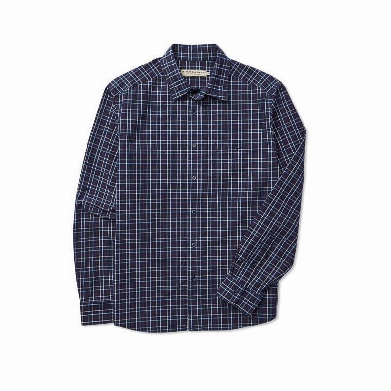 R.M.Williams Classic Mens Shirt - Navy/Red/Cream Exclusive Hot Pick Todays Hot Savings