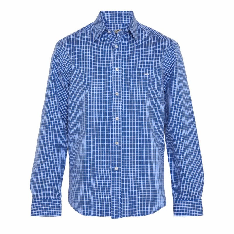 R.M.Williams Collins Mens Shirt - White/Blue Dont Miss Todays Deal Best Price Online
