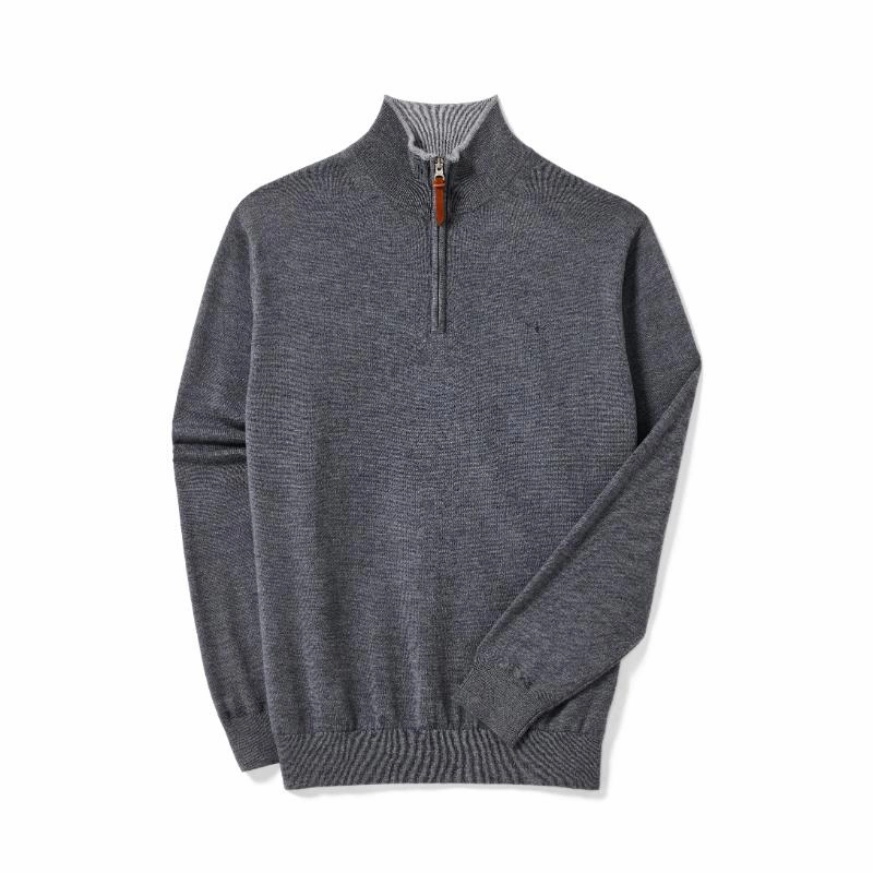 R.M.Williams Ernest Merino Knit 1/4 Zip Mens Sweater - Sea Mist Today Only Offer
