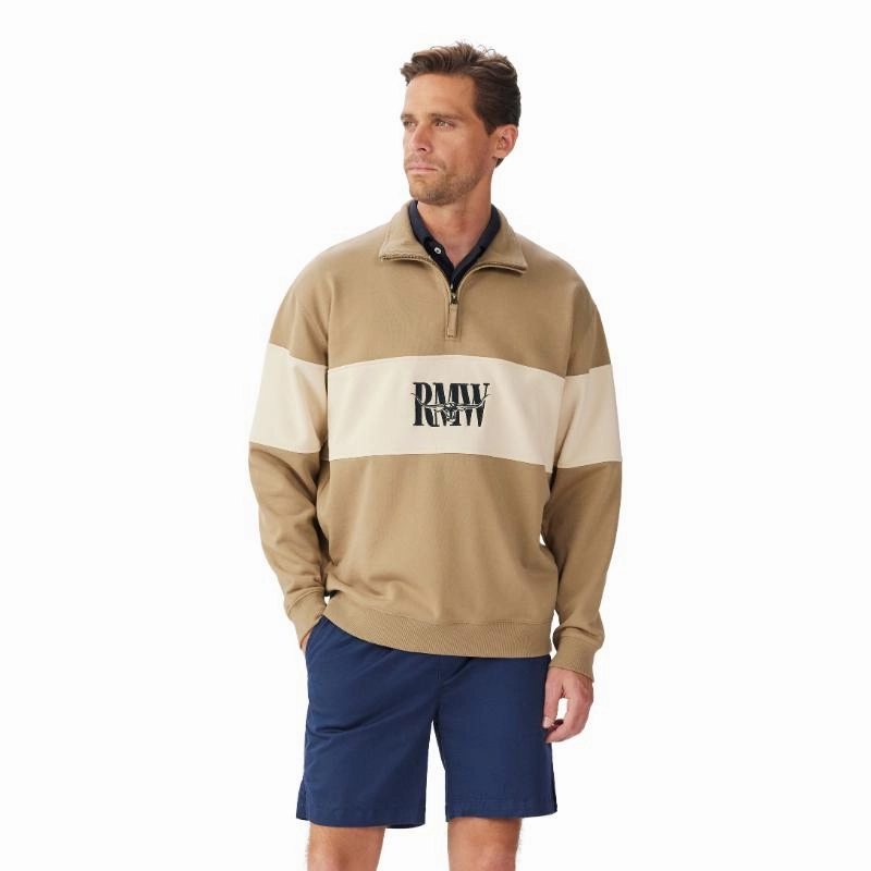 R.M.Williams Heritage Mens 1/4 Zip Sweatshirt - Mud Best Price Today
