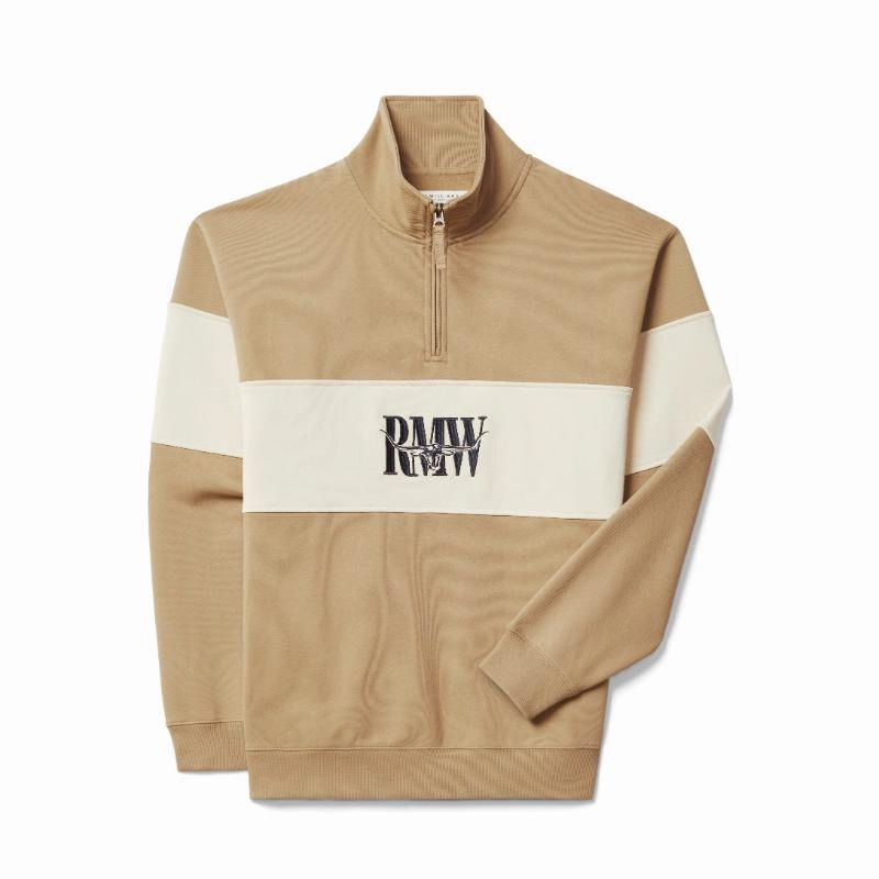R.M.Williams Heritage Mens 1/4 Zip Sweatshirt - Mud Big Savings Today GiftWorthy Sale
