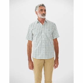 R.M.Williams Hervey Mens Short Sleeve Shirt - White/Blue/Green Dont Miss Big Savings MustHave Deals