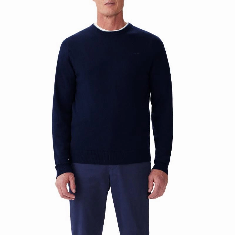 R.M.Williams Howe Mens Australian Extra Fine Merino Crew Neck Sweater - Navy Limited Time Offer MustHave Items
