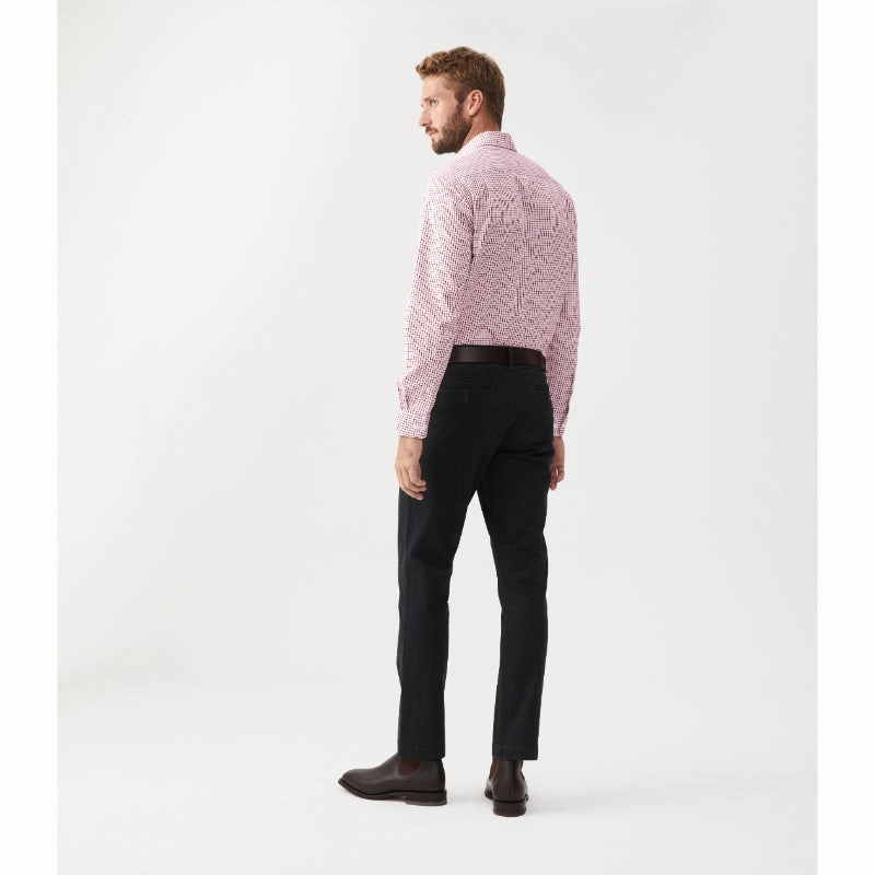 R.M.Williams Mens Collins Regular Fit Check Shirt - Burgundy/White Special Price Today