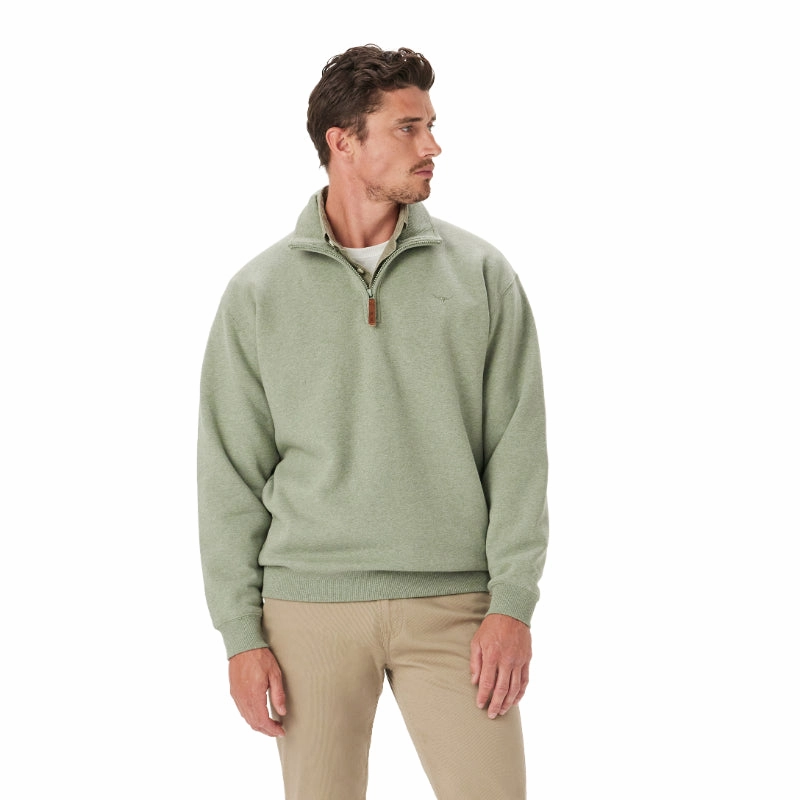 R.M.Williams Mulyungarie 1/4 Zip Mens Sweater - Green Marl Hot Sale Frenzy GiftWorthy Sale