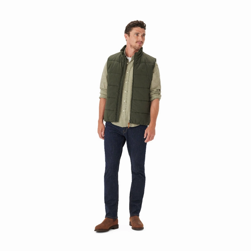 Save Big Today R.M.Williams Padstow Puffer Mens Gilet - Peat