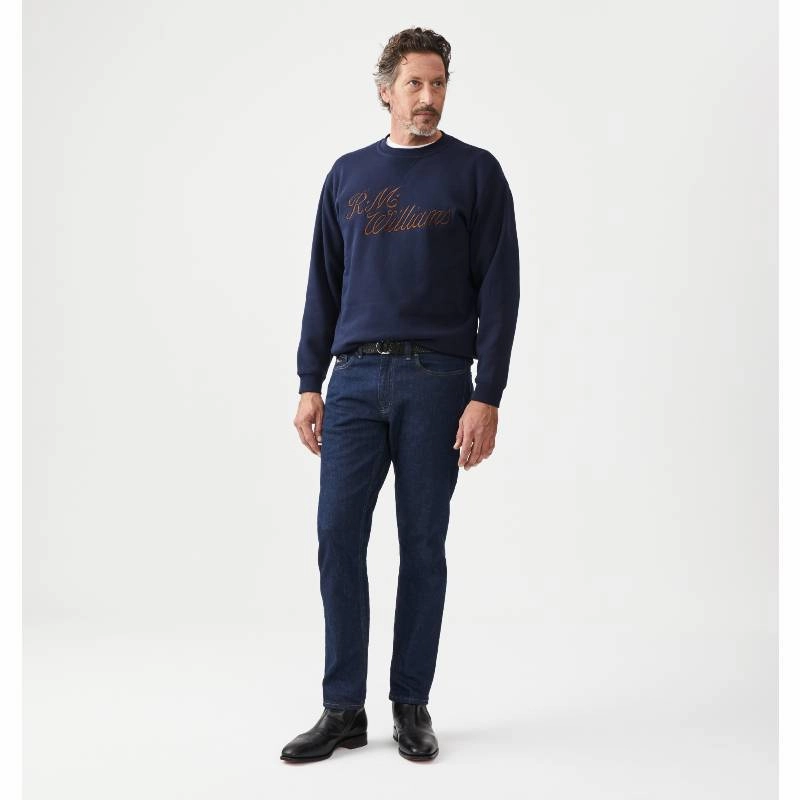 EndofWeek Deals R.M.Williams Script Crew Neck Mens Sweater - Navy