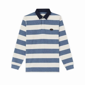 Daily Deal Frenzy R.M.Williams Tweedale Mens Cotton Rugby Shirt - Blue/White