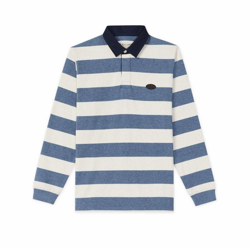 Daily Deal Frenzy R.M.Williams Tweedale Mens Cotton Rugby Shirt - Blue/White