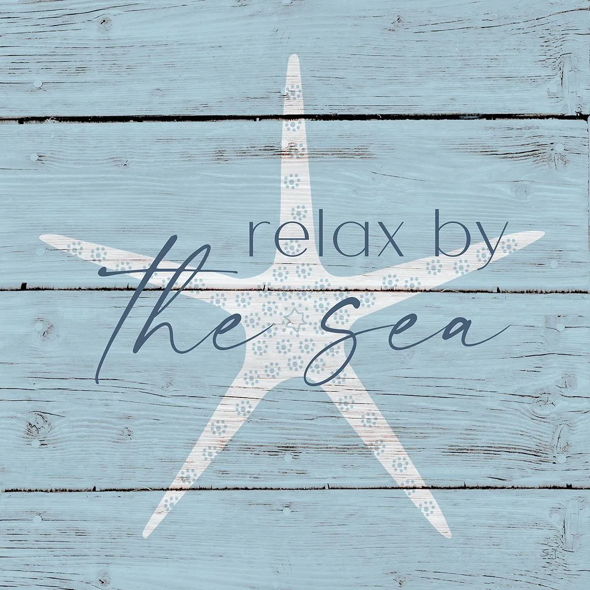 Relax By The Sea By Susan Jill (Framed) (Small) - Light Blue