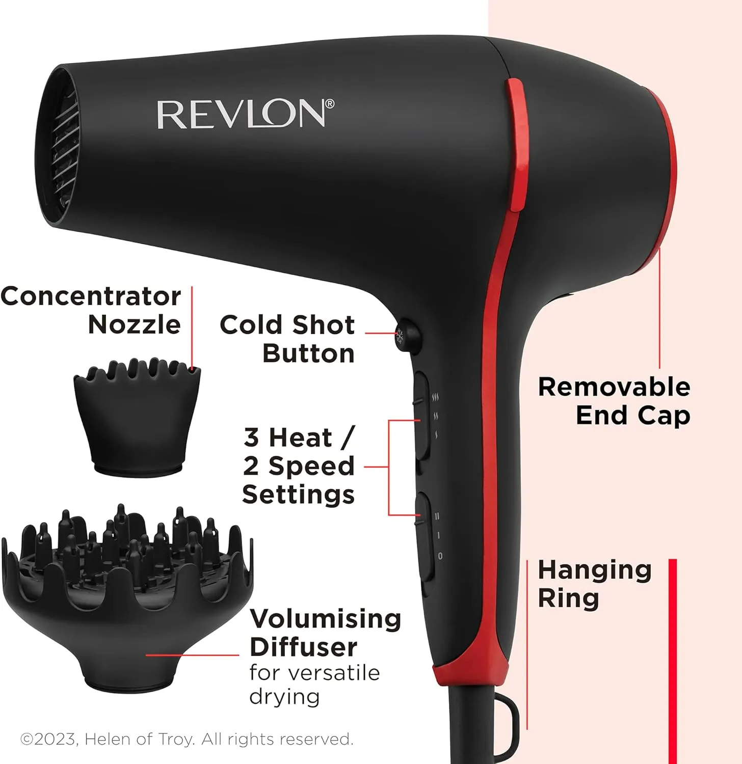 Revlon Hairdryer, 2000Watts, Black