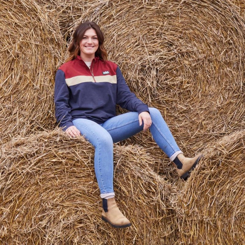 Ridgeline Backslider 1/4 Zip Rugby Sweatshirt - Navy Multi Clearance Sale Exclusive Holiday Deal