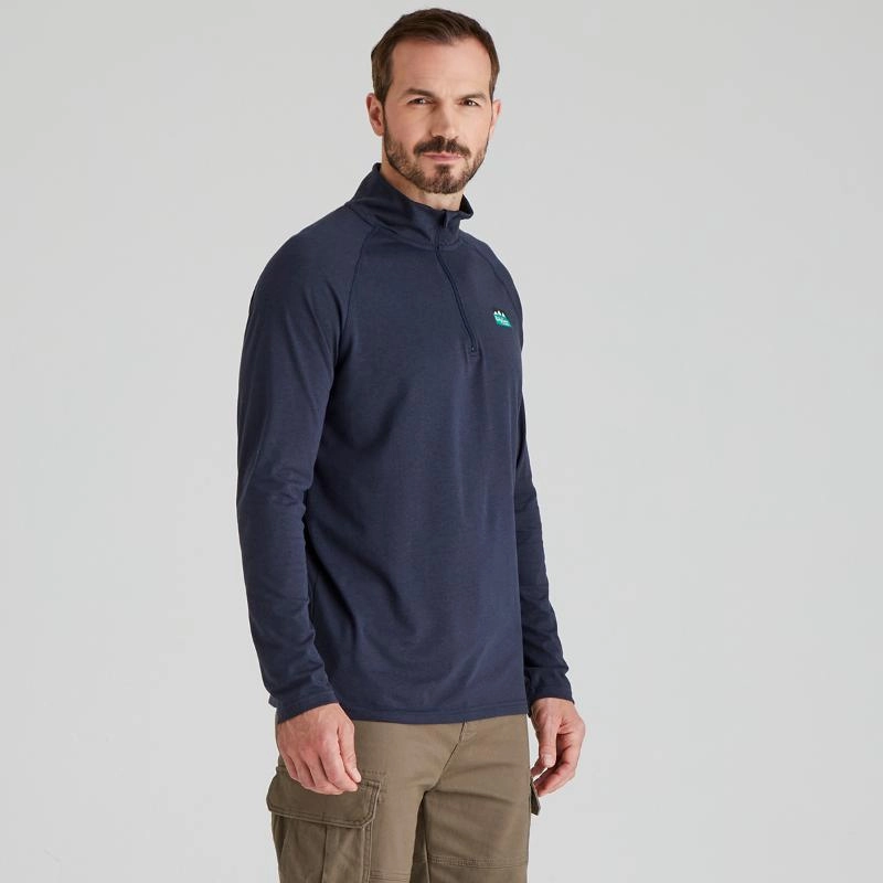 Ridgeline Baseline 1/4 Zip Pull On Mens Top - Navy Marl Shop Grab Now