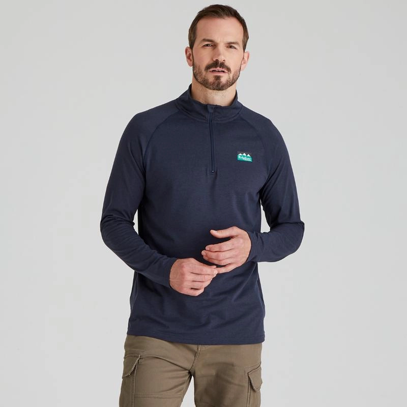 Ridgeline Baseline 1/4 Zip Pull On Mens Top - Navy Marl Instant Deal Today