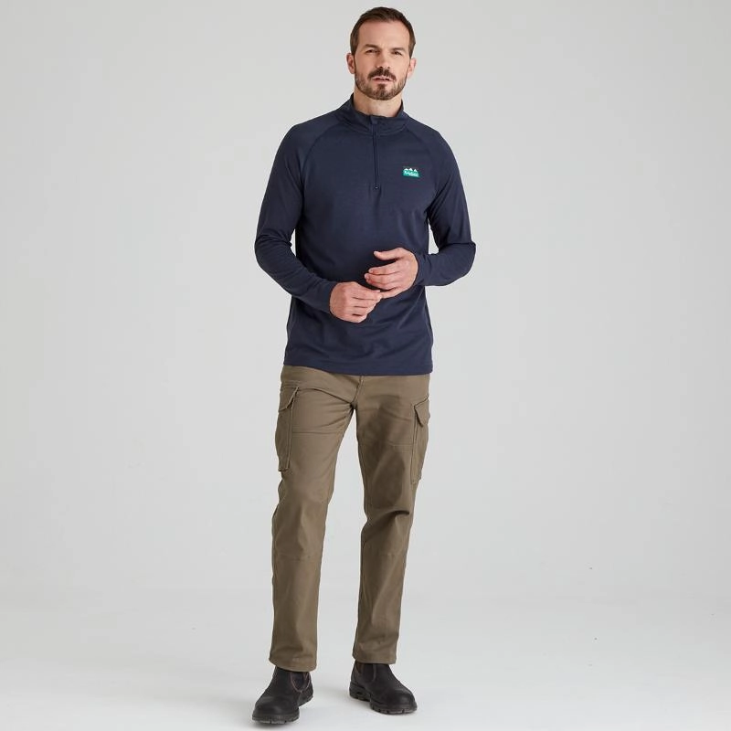 Ridgeline Baseline 1/4 Zip Pull On Mens Top - Navy Marl Shop Todays Picks