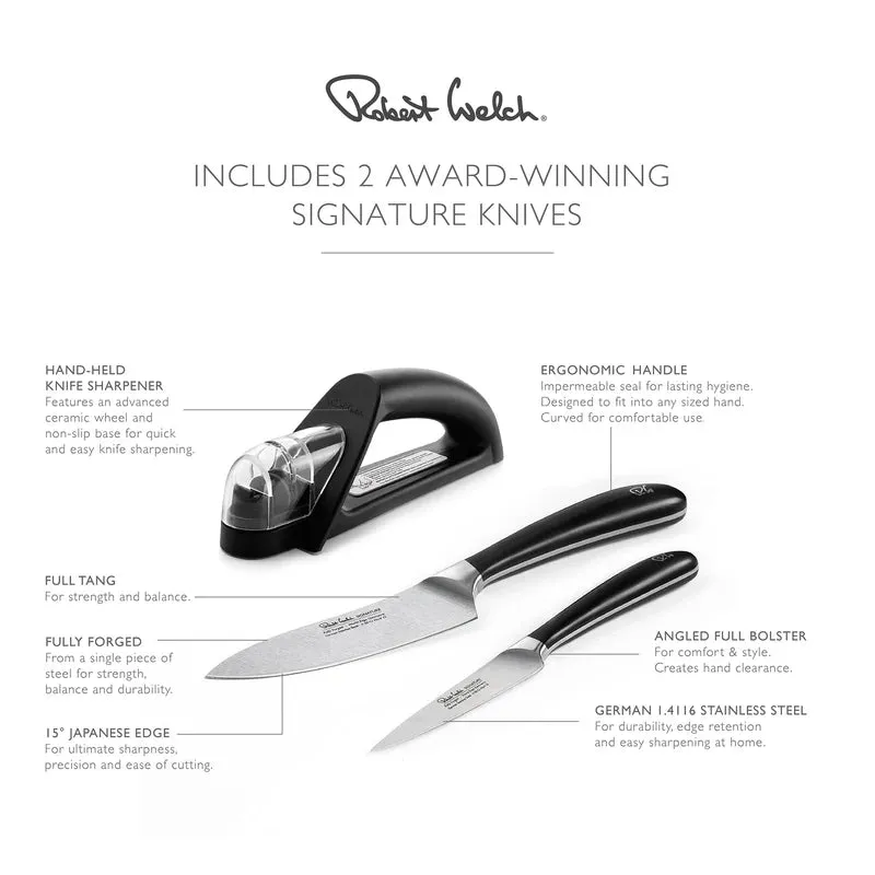 Robert Welch Signature Kitchen Knife Set with Knife Sharpener