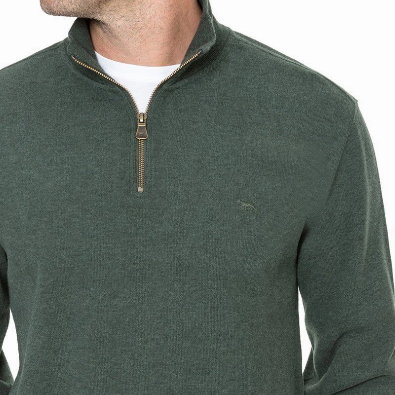 Shop Todays Picks Dont Miss Big Savings Rodd & Gunn Alton Avenue Mens 1/4 Zip Jumper  - Forest