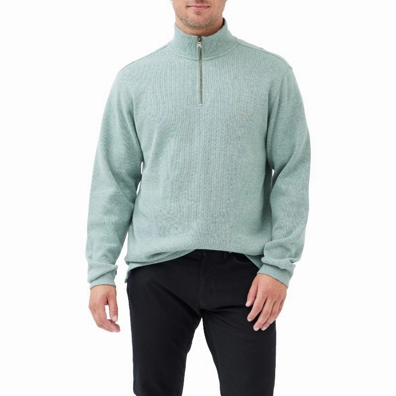 Rodd & Gunn Alton Avenue Mens 1/4 Zip Jumper - Sage Clearance Sale Save Today Only