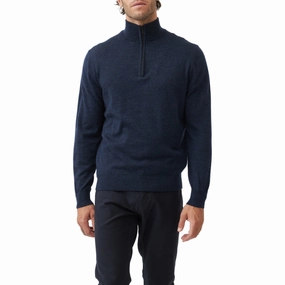 Hot Discount Deal Rodd & Gunn Calderwell New Zealand Zqrx Merino 1/4 Zip Mens Jumper - Midnight
