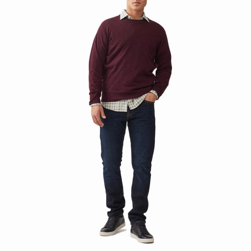 Limited Stock Offer Rodd & Gunn Christchurch Merino Cashmere Crew Neck Mens Jumper - Claret