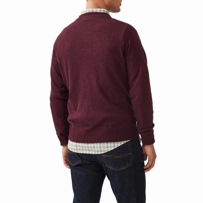 Rodd & Gunn Christchurch Merino Cashmere Crew Neck Mens Jumper - Claret Big Sale Today Perfect Gift Offer