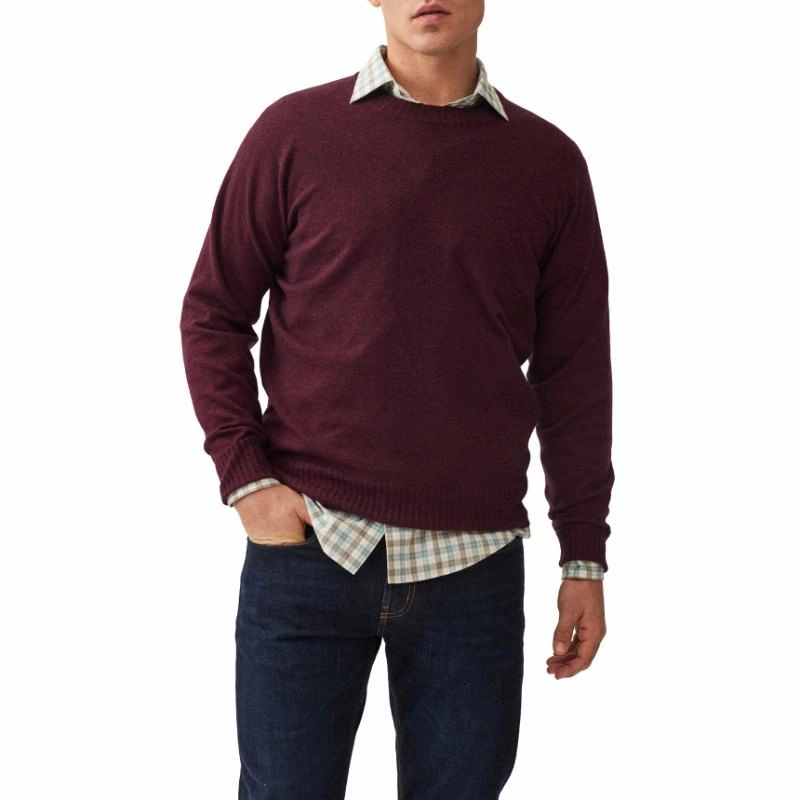 Grab It Now Rodd & Gunn Christchurch Merino Cashmere Crew Neck Mens Jumper - Claret