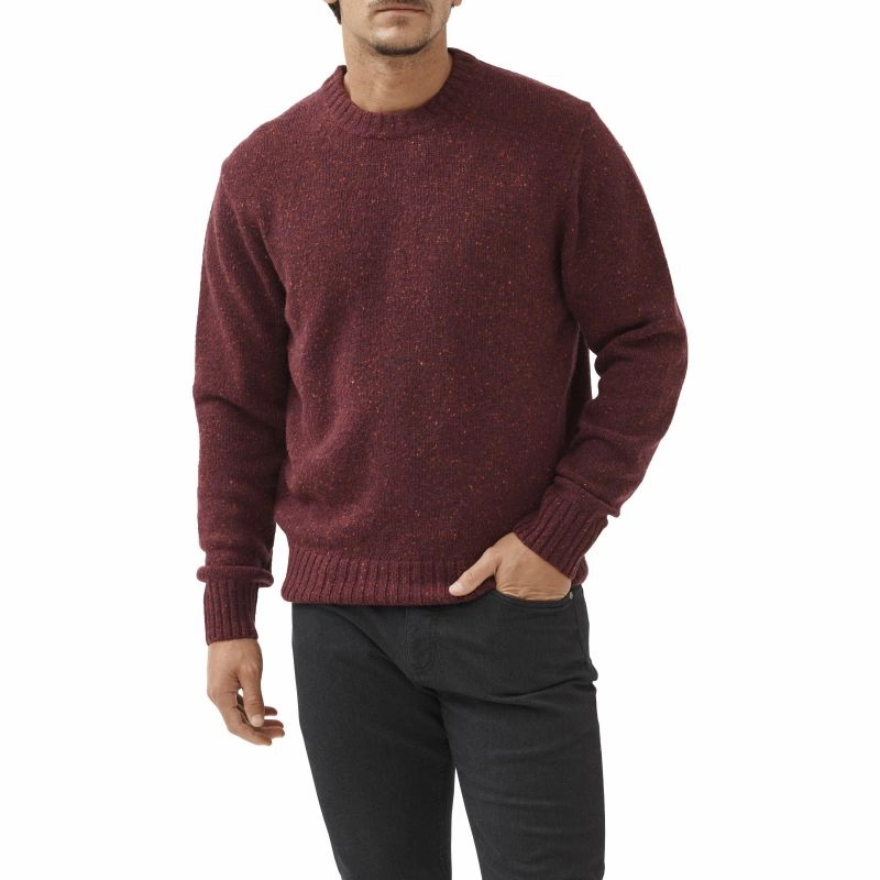 Rodd & Gunn Cox Road Mens Merino Alpaca Jumper - Garnet Exclusive Deal Inside