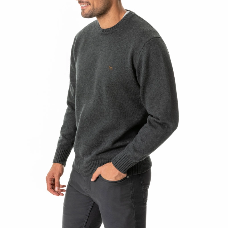 Rodd & Gunn Crew Neck Gunn Mens Jumper - Charcoal Limited Time Sale