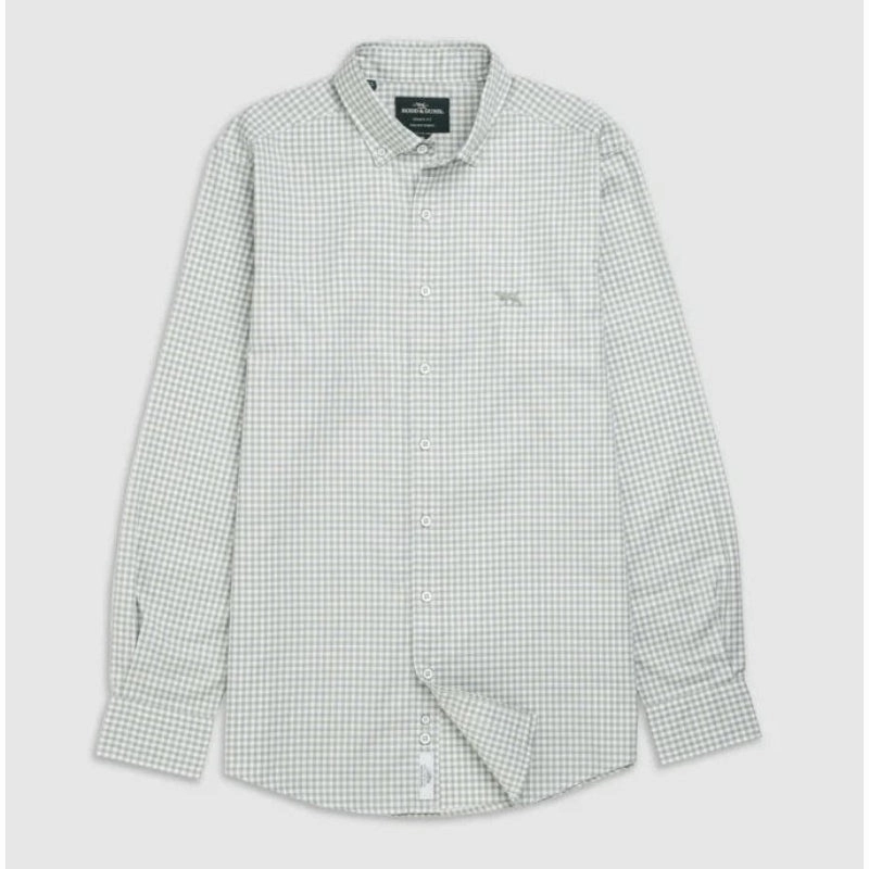 Rodd & Gunn Gunn Check Oxford Mens Sports Fit Shirt - Dusty Price Drop Frenzy