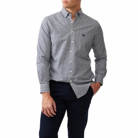 Rodd & Gunn Gunn Check Oxford Mens Sports Fit Shirt - Ink GiftWorthy Sale