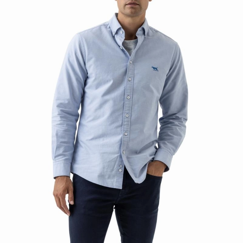 Rodd & Gunn Gunn Oxford Mens Sports Fit Shirt - Sky Dont Miss Big Savings