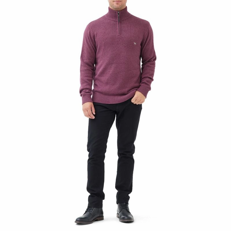 Rodd & Gunn Merrick Bay Mens 1/4 Zip Jumper - Cranberry Instant Deal Today