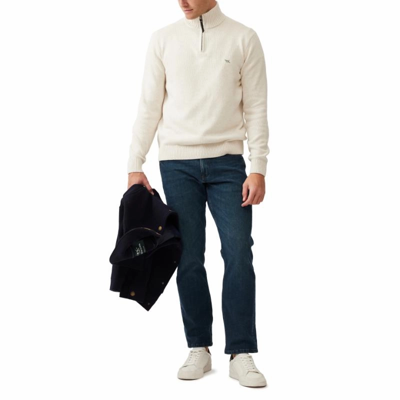 Grab It Before Gone Rodd & Gunn Merrick Bay Mens 1/4 Zip Jumper - Oat