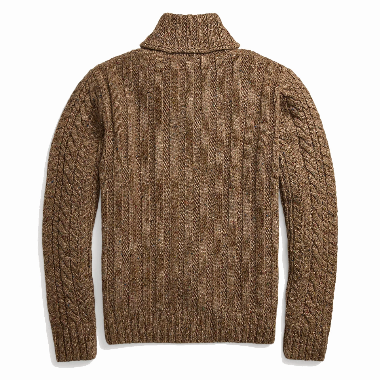 Rrl By Ralph Lauren Aran-Knit Shawl-Collar Jumper Brown Heather Big Hot Sale Special Online Offer