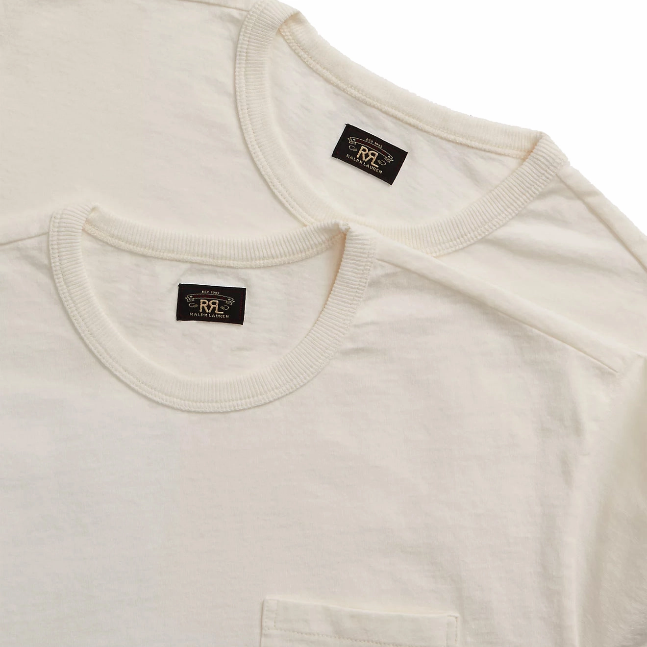 Shop the Savings Todays Trending Deals Rrl By Ralph Lauren Garment-Dyed Pocket T-Shirt Two-Pack Warm White