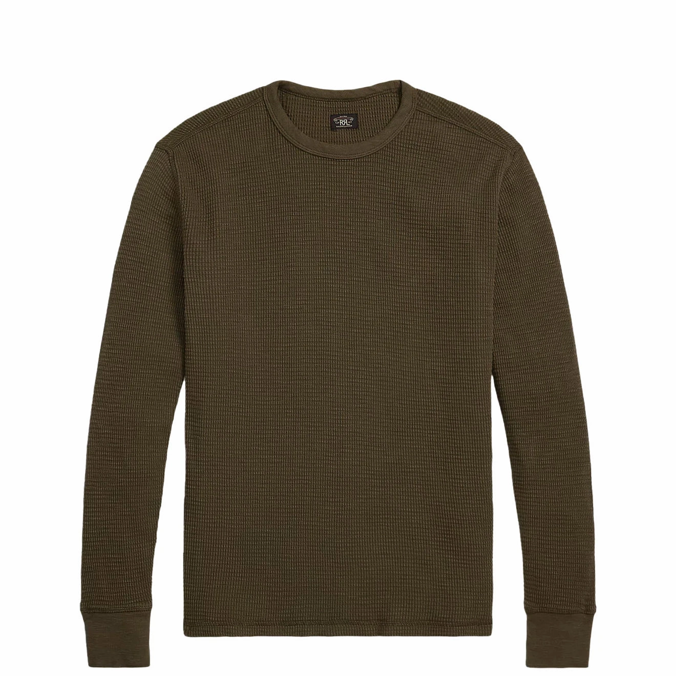 Rrl By Ralph Lauren Garment-Dyed Waffle-Knit Crewneck Olive Brown Limited Time Steal