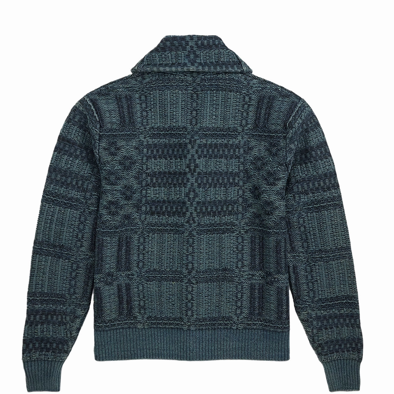 Shop Grab Savings Rrl By Ralph Lauren Indigo Jacquard Knit Cotton Cardigan Indigo Multi