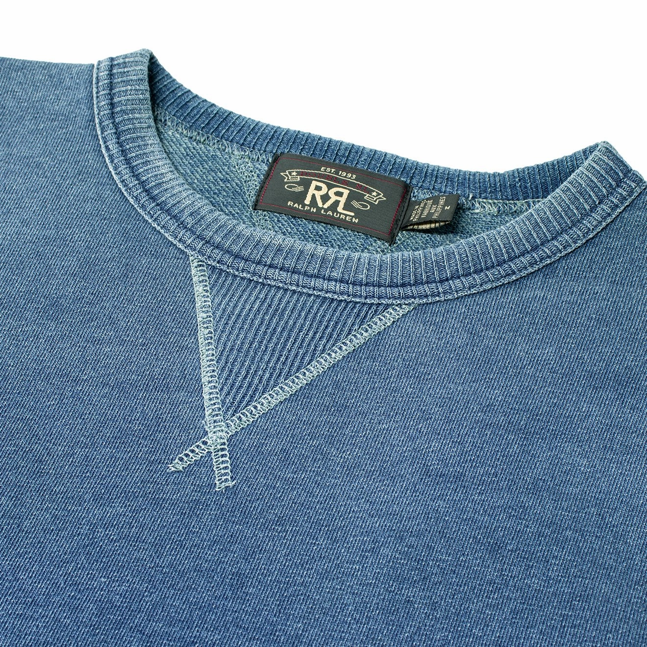 Rrl By Ralph Lauren L/S Double V Sweater Washed Blue Indigo Special Offer Inside Dont Wait Save Today