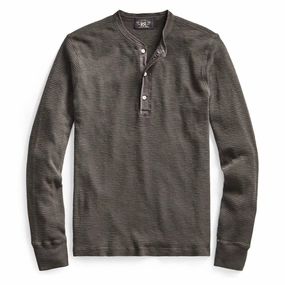 Daily Clearance Deal Limited Stock Deals Rrl By Ralph Lauren L/S Henley Knit Faded Black Canvas