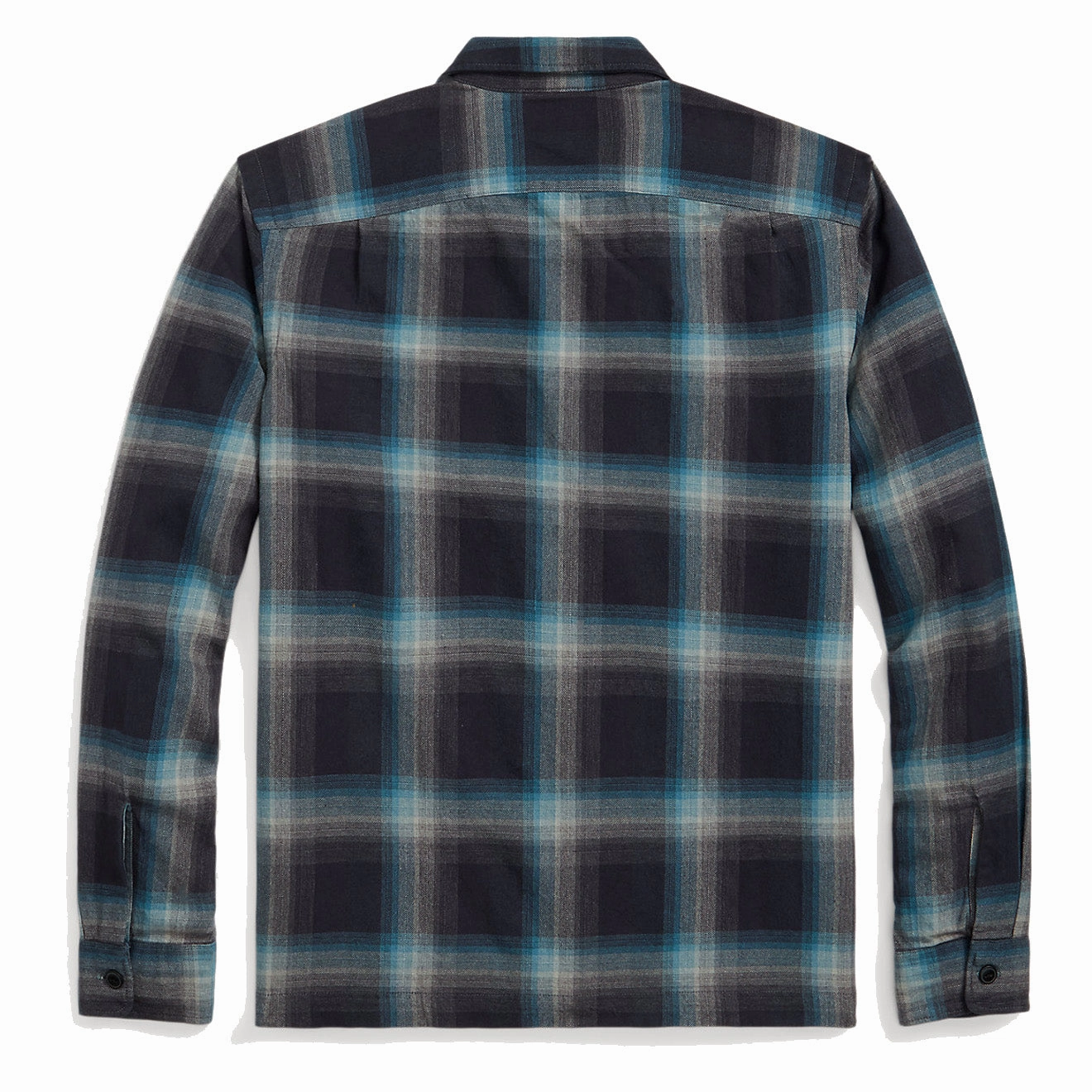 Rrl By Ralph Lauren Plaid Jaspe Twill Camp Workshirt Black/Blue Special Offer Inside Big Price Drop