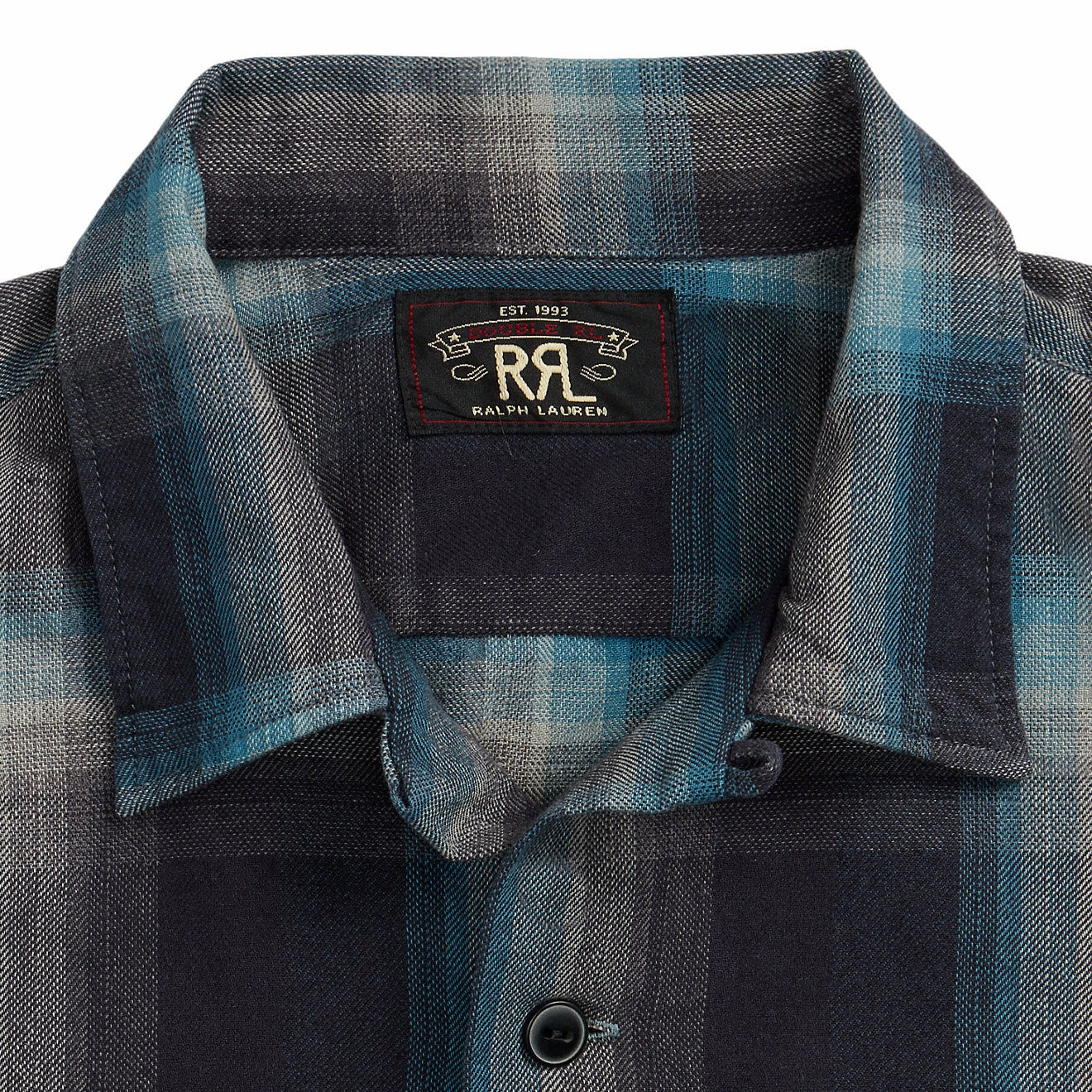 Last Chance Offer Limited Time Hot Deal Rrl By Ralph Lauren Plaid Jaspe Twill Camp Workshirt Black/Blue