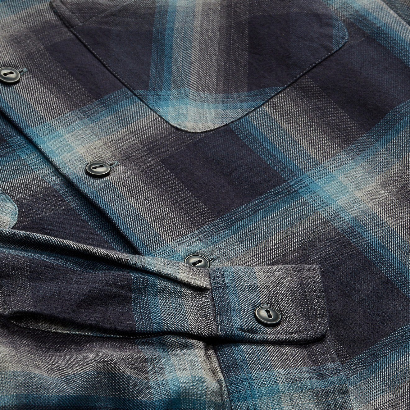 Price Drop Alert Rrl By Ralph Lauren Plaid Jaspe Twill Camp Workshirt Black/Blue