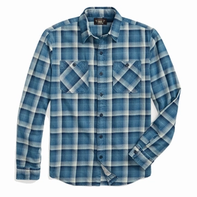 Rrl By Ralph Lauren Plaid Twill Workshirt Indigo / Cream Shop Grab Savings Big Sale Today