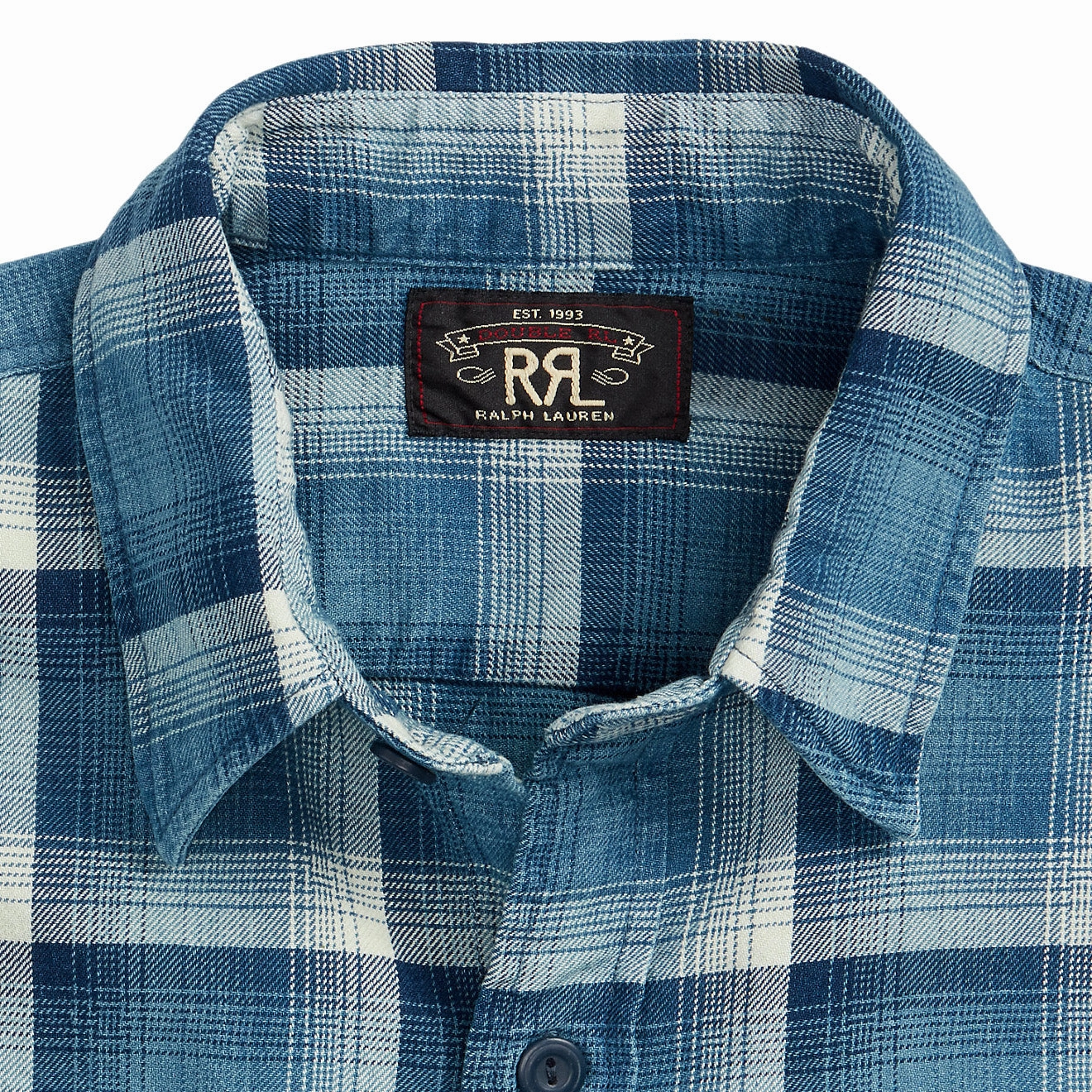 Mega Online Discount Clearance Steal Today Rrl By Ralph Lauren Plaid Twill Workshirt Indigo / Cream
