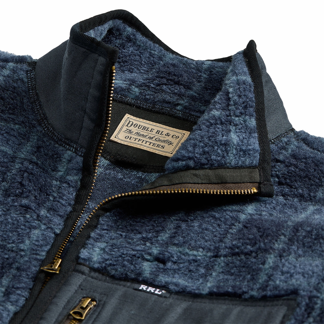 Rrl By Ralph Lauren Plaid Wool-Blend Pile Fleece Jacket Navy Plaid Special Deals Online
