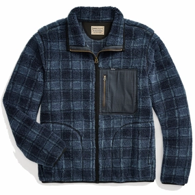 Flash Deal Alert Rrl By Ralph Lauren Plaid Wool-Blend Pile Fleece Jacket Navy Plaid