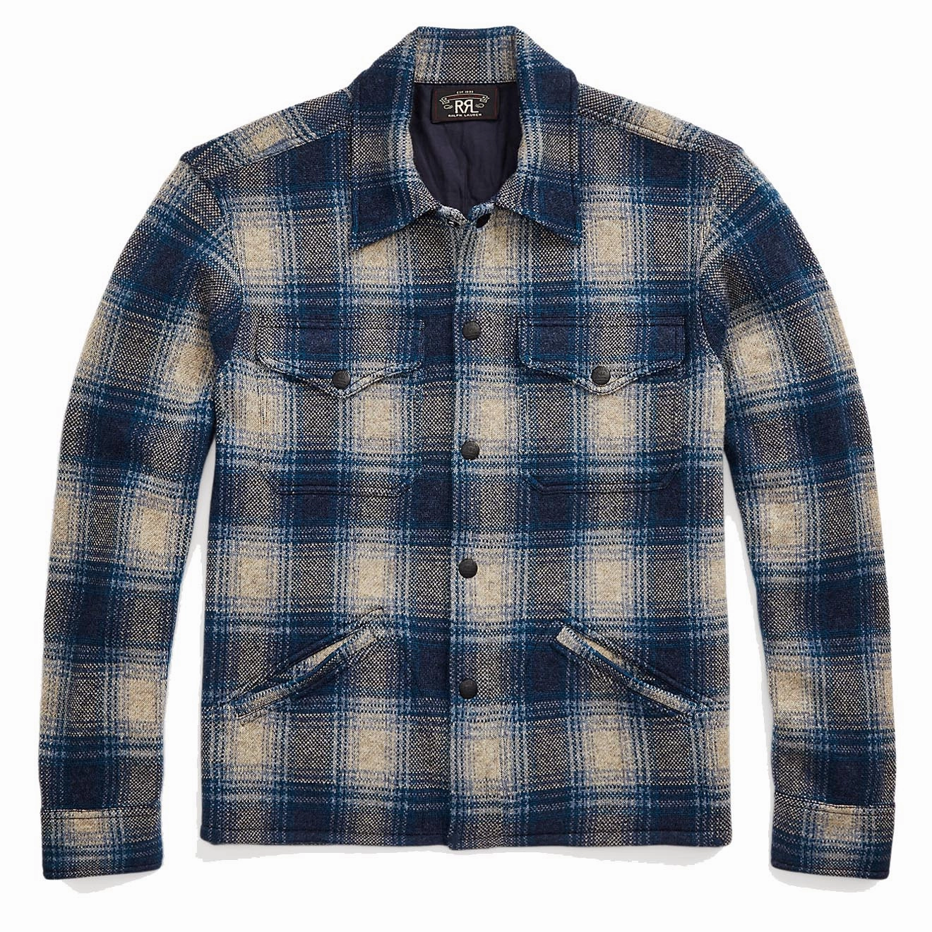 Rrl By Ralph Lauren Plaid Wool-Cashmere Workshirt Jumper Blue Multi Dont Miss Todays Deal